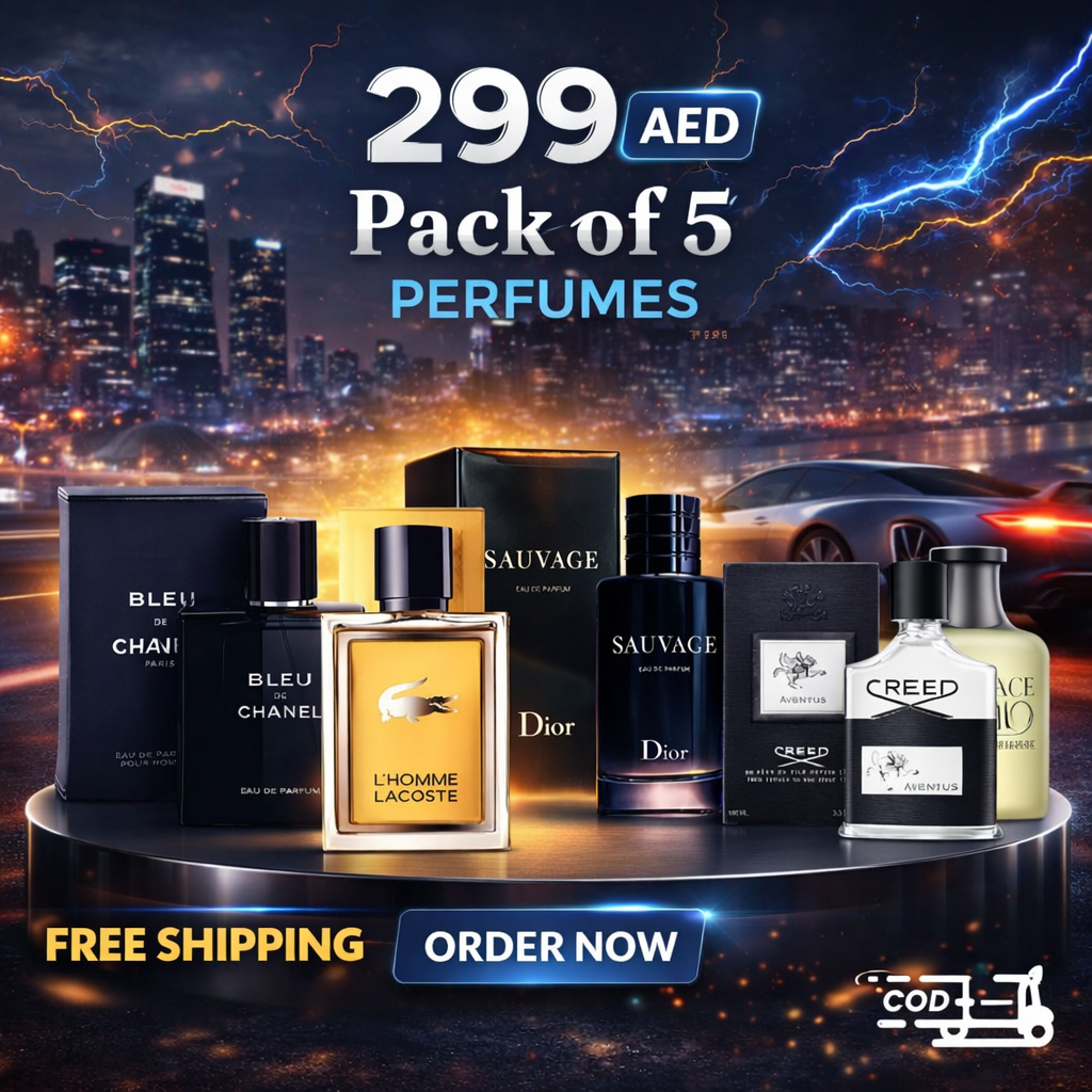 Men Pack of 5 (Sauvage + Blue Chanel + Lacoste L'Homme + Hugo Boss + Creed Aventus)