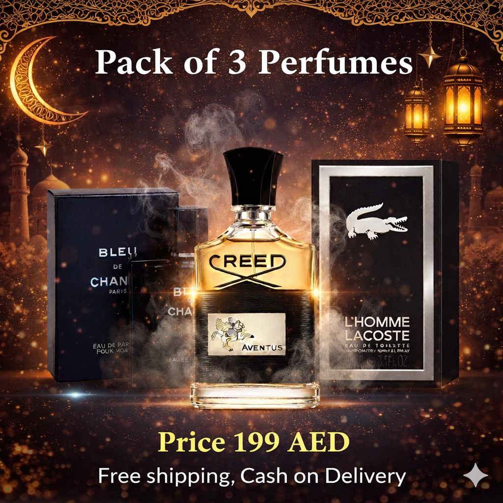 Men Pack of 3 (Blue De Chanel + Lacoste L'Homme + Creed Aventus)