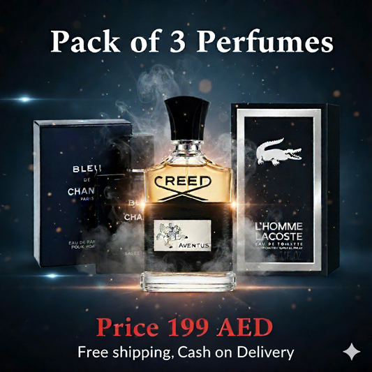 Men Pack of 3 (Blue De Chanel + Lacoste L'Homme + Creed Aventus)