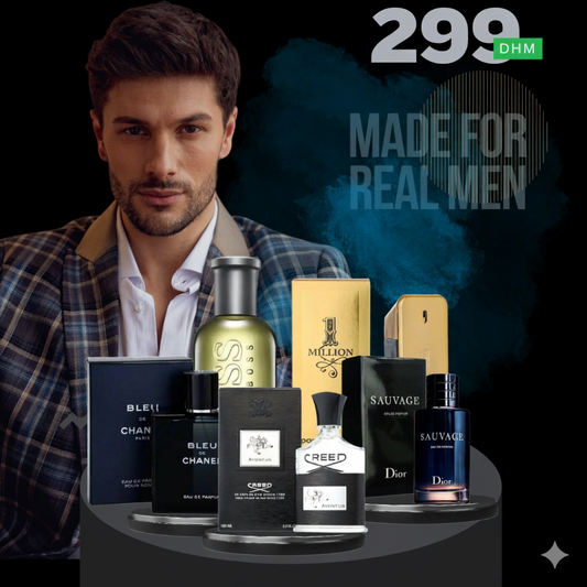 Men Pack of 5 (Sauvage + Blue Chanel + 1 Million + Hugo Boss + Creed Aventus)